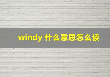 windy 什么意思怎么读